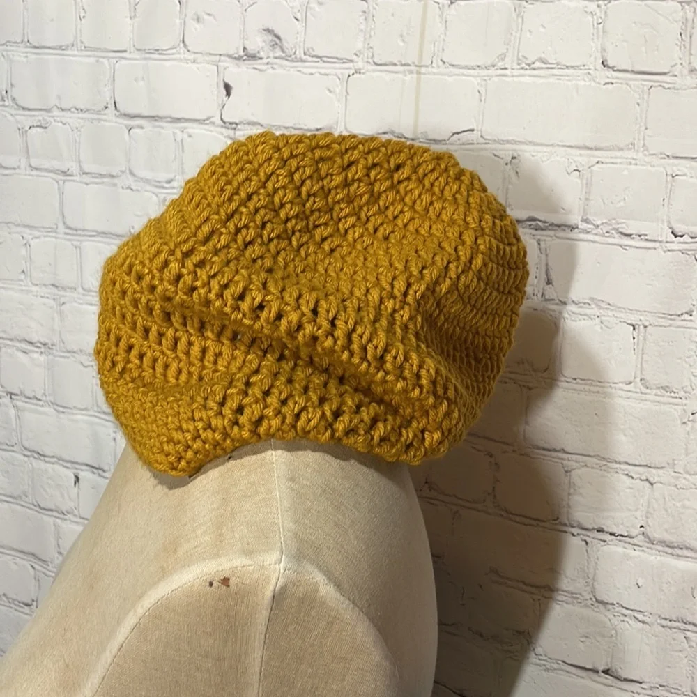 Cozy Yellow knit infinity scarf and matching hat